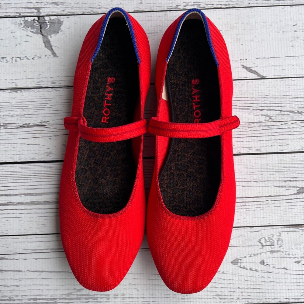 Rothy's RARE Retired Flame Red The Square Mary Jane Women 10 Slip On Flat